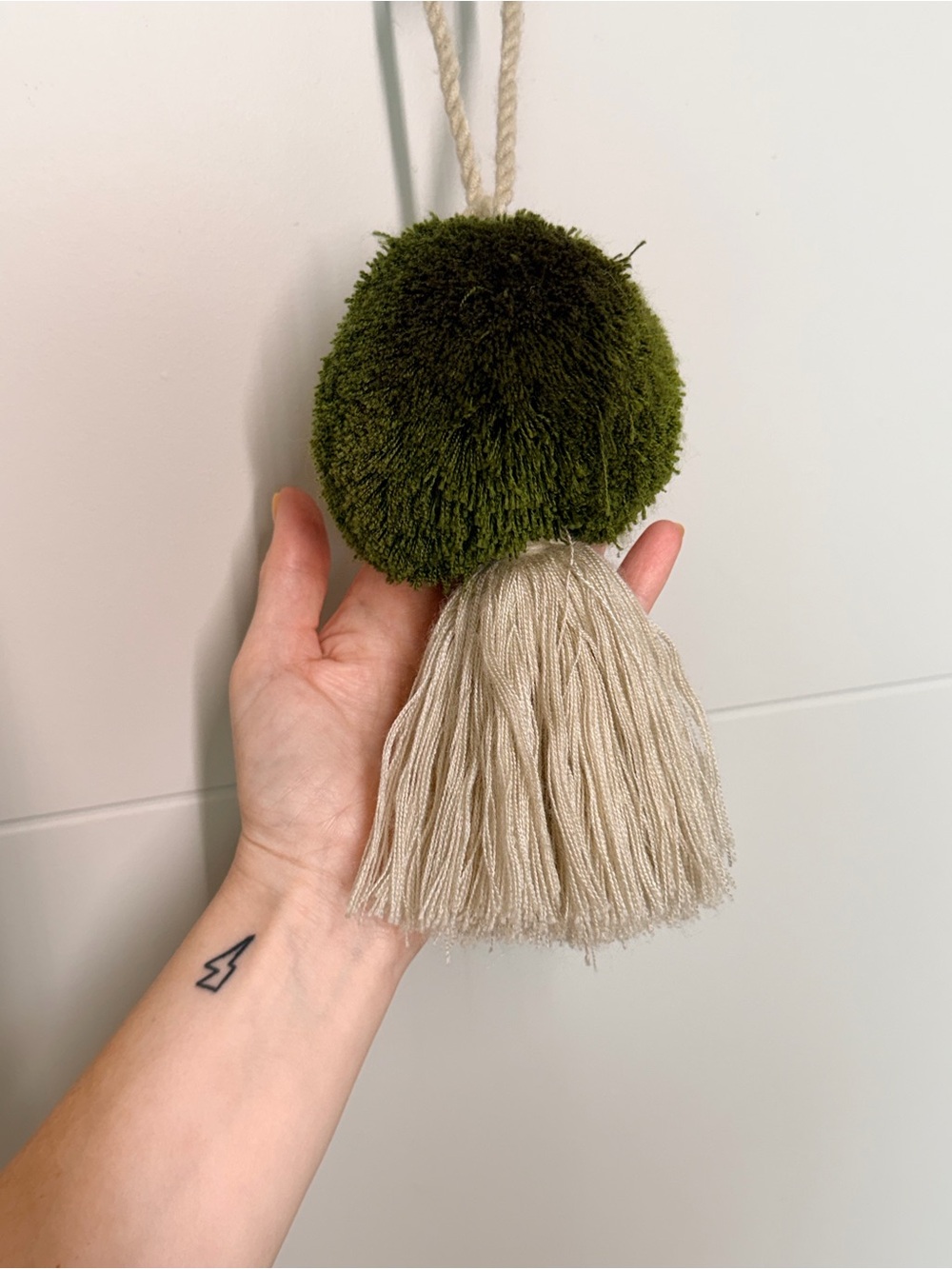 Nena & Co. Olive Green Pom with Cream Tassel Bag Charm